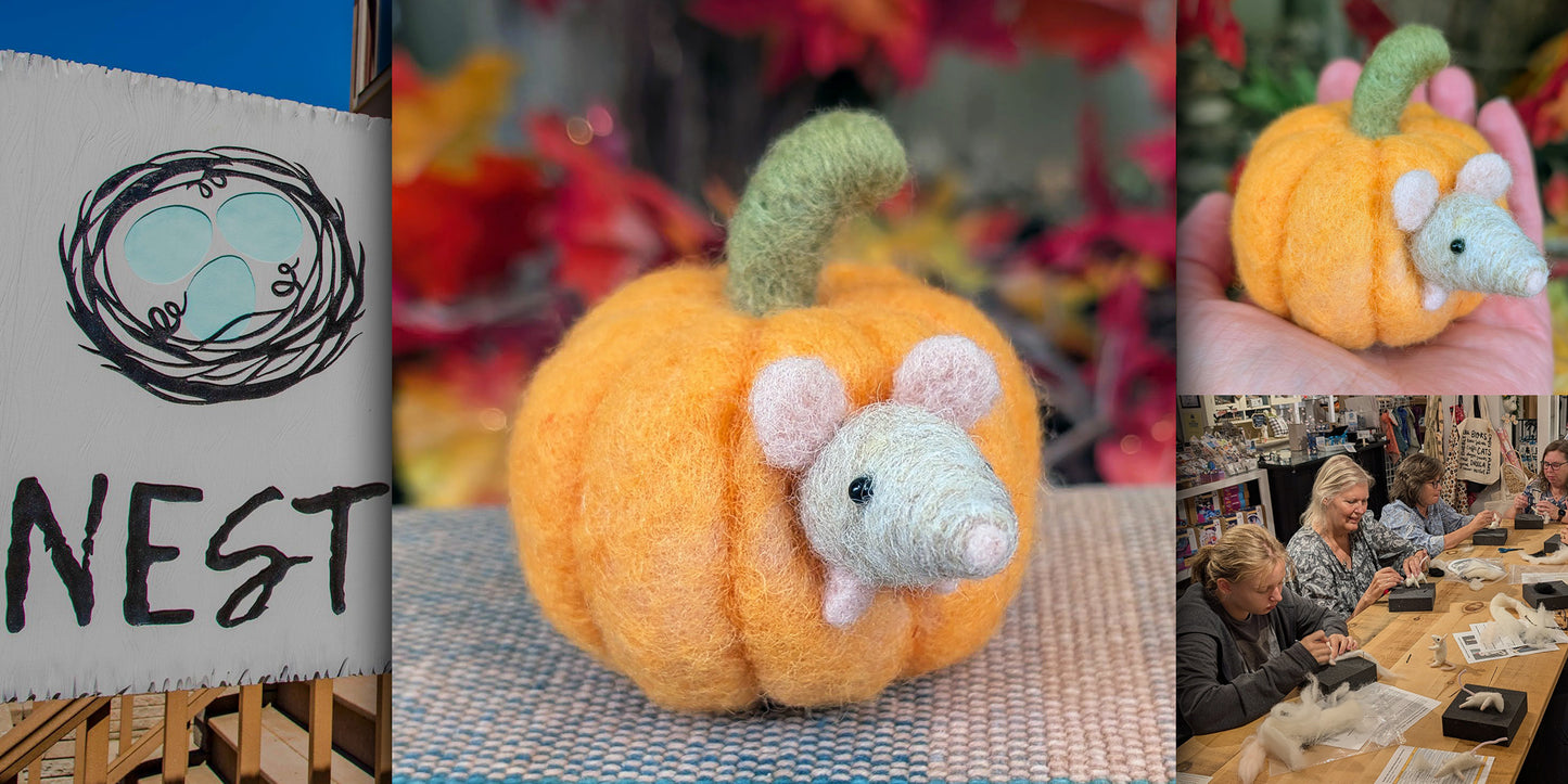 WORKSHOP: Needle Felt a Mouse Nibbling Out of a Pumpkin