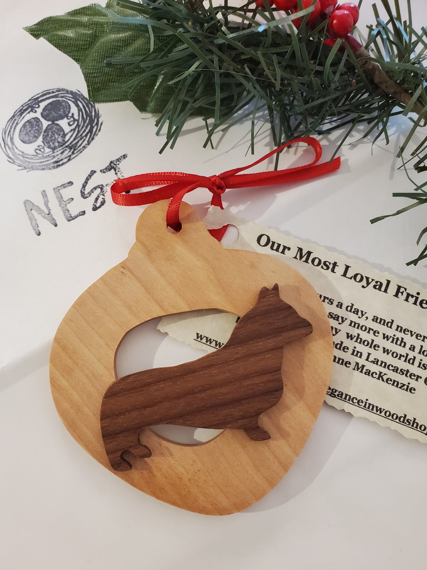 Christmas Wood Dog Ornaments