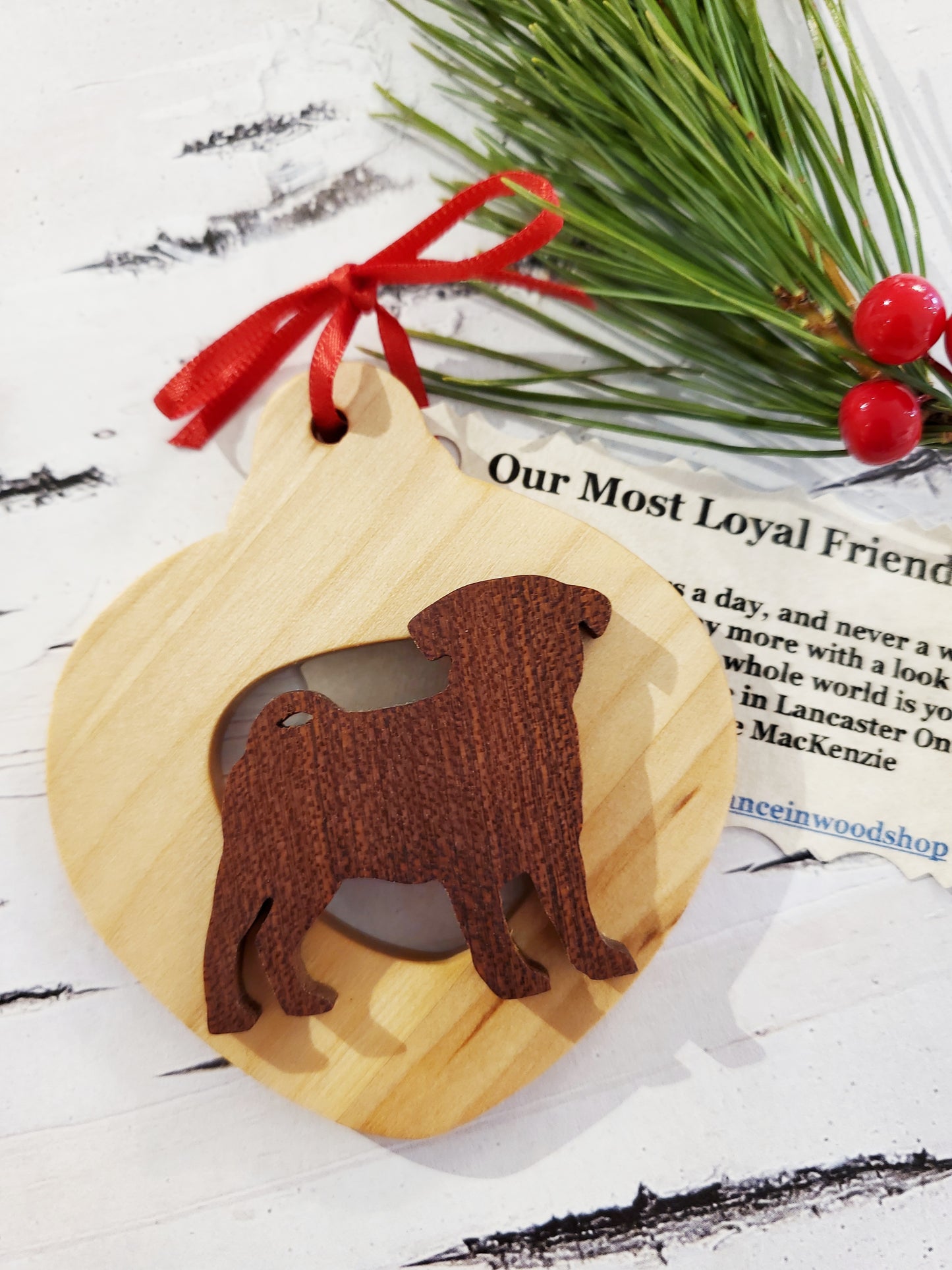 Christmas Wood Dog Ornaments