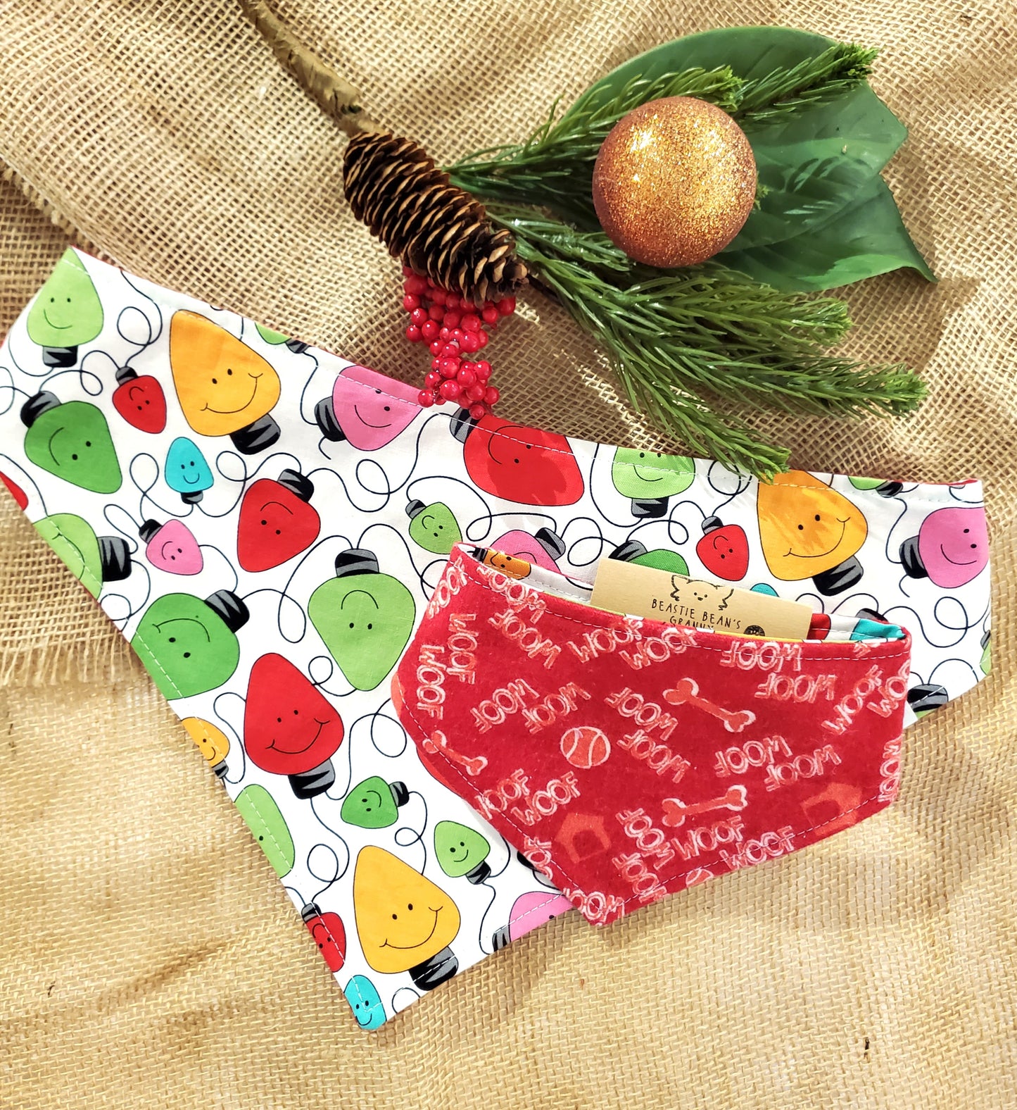 Holiday Reversible Dog Bandanas