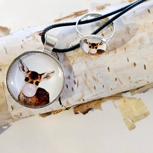 Wildlife Bubblegum Ring + Necklace Set