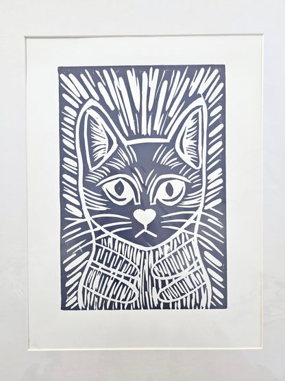 Original Linocut Cats