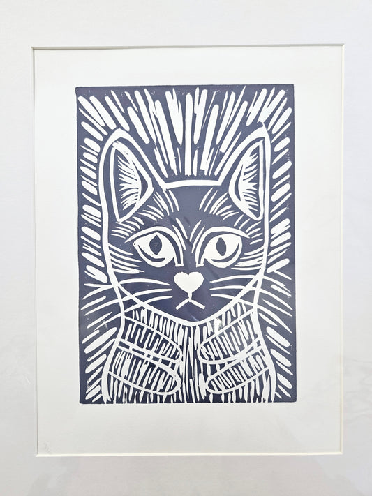 Original Linocut Cats