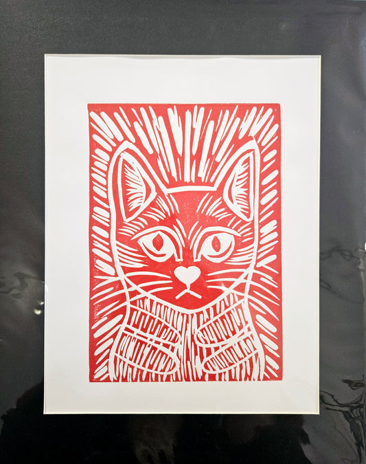 Original Linocut Cats