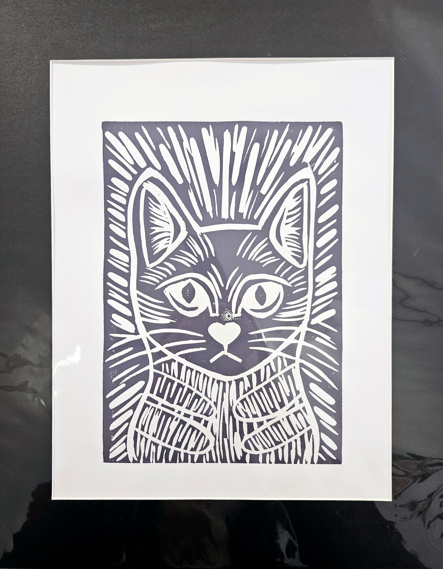 Original Linocut Cats