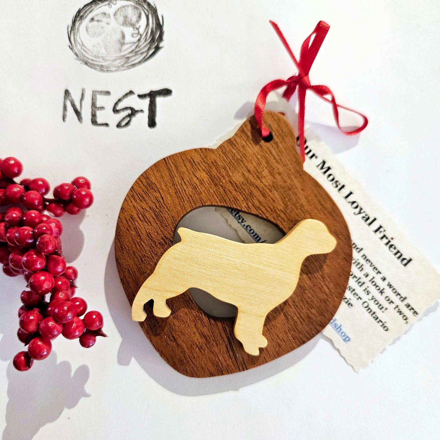 Christmas Wood Dog Ornaments