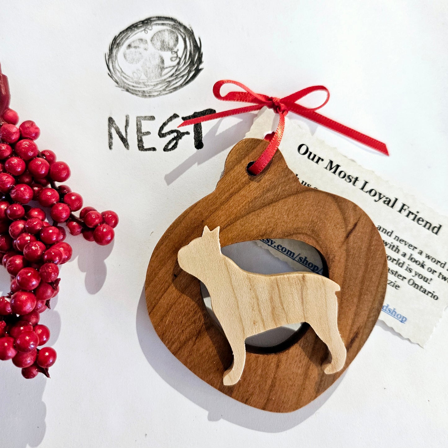 Christmas Wood Dog Ornaments