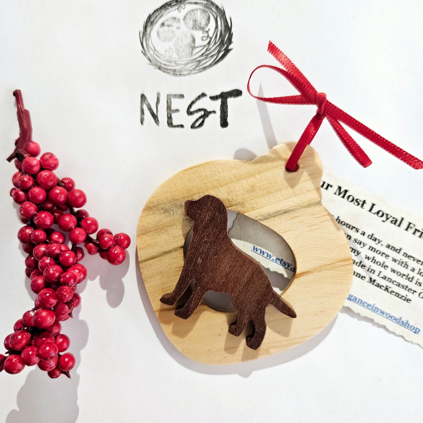 Christmas Wood Dog Ornaments