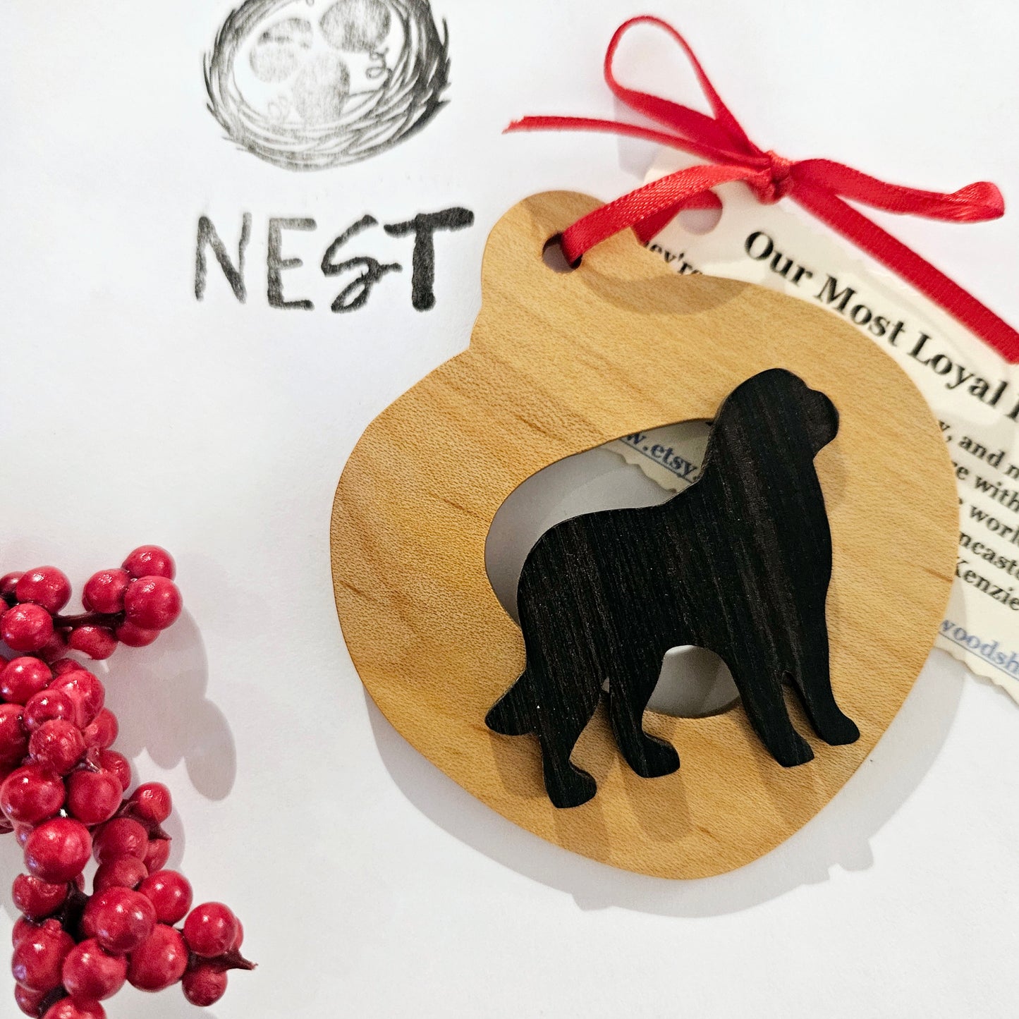 Christmas Wood Dog Ornaments