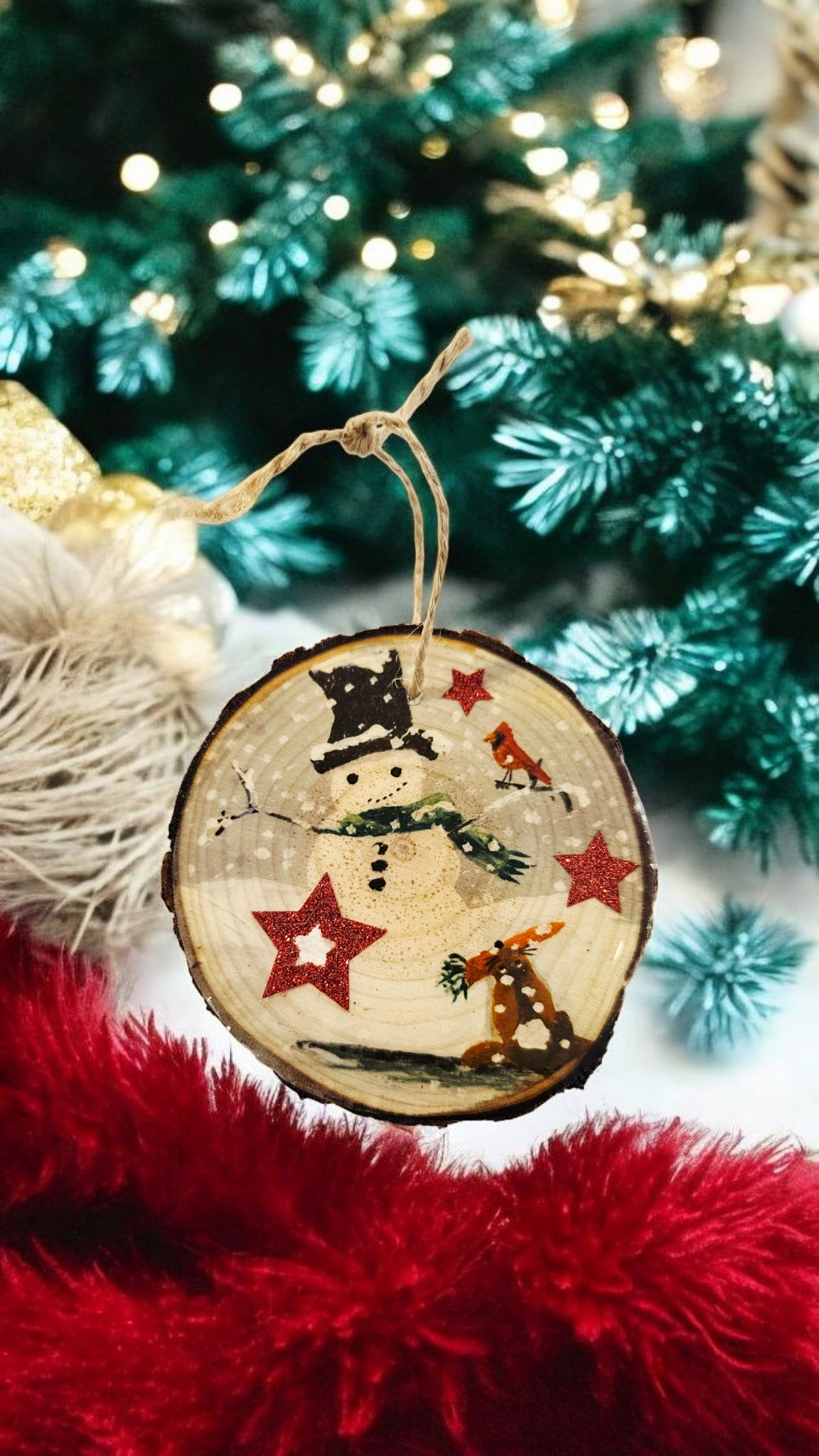 Wood + Resin Christmas Ornaments by Leslie Cline