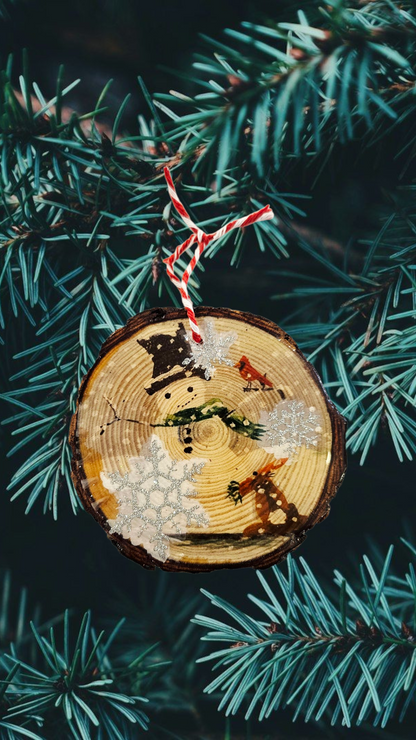 Wood + Resin Christmas Ornaments by Leslie Cline