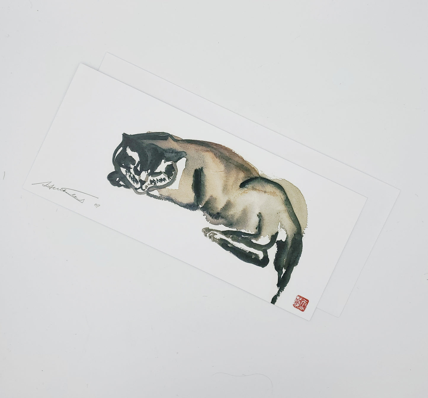 Greeting Cards - Japanese Boku Undo Ink Illustrated Cats
