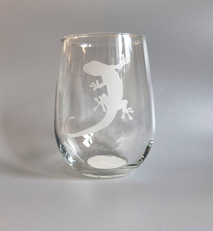 Etched Stemless Wine Glasses