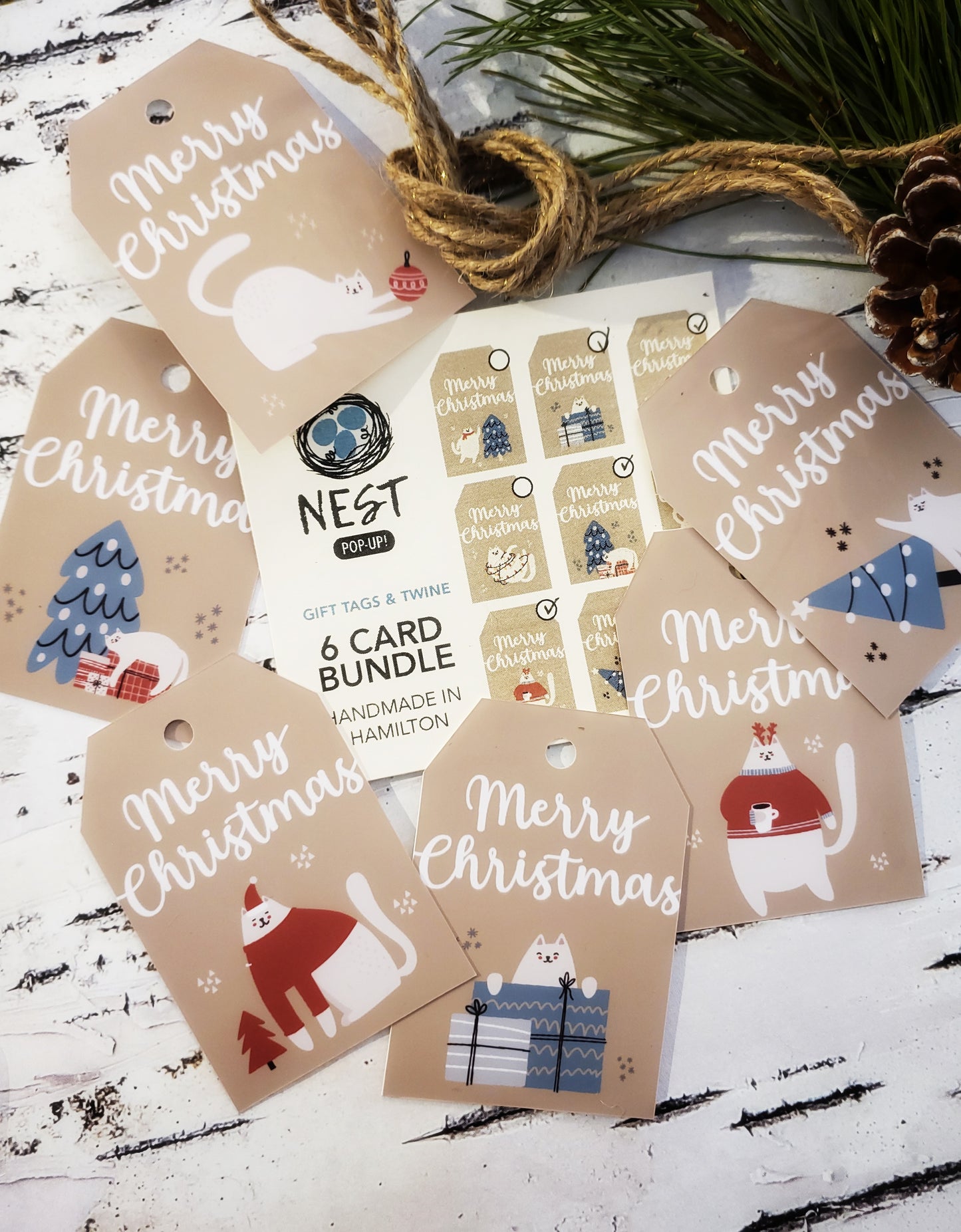 Nest Pop-Up! Christmas Gift Tags - Cats
