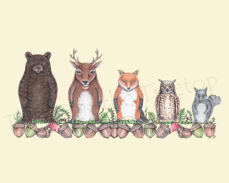 Nesting Animal Prints - Three On The Treetop
