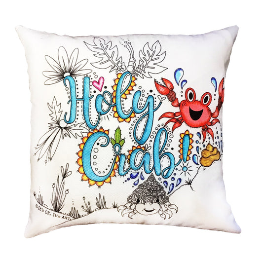 A partially coloured diy colouring pillow